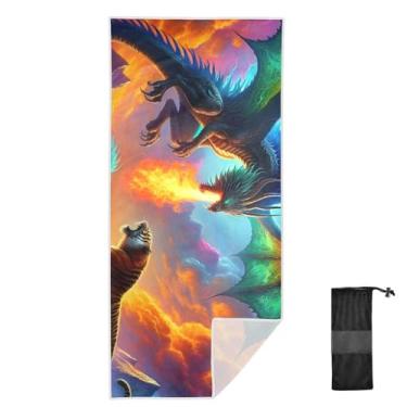 Imagem de Joitme Toalhas de praia Dragon Tiger Blue de secagem rápida, 76 x 152 cm, toalha de areia, toalhas de natação para adultos