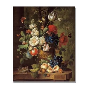 Imagem de Arte floral vintage natureza morta, pintura botânica clássica, decoração de casa quente para sala de estar e sala de jantar. B23. Tela somente 60x72cm-23,6x28,3 pol