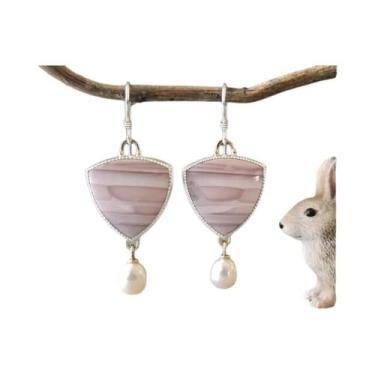 Imagem de Pedra turquesa assimetria oscila brincos para mulheres, jóias ciganas 