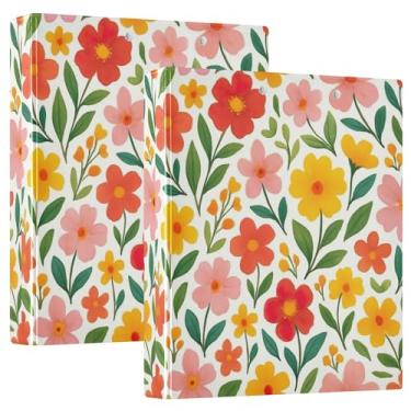 Imagem de Fichários personalizados com flores coloridas vermelhas e amarelas, 3 1/2 polegadas, 3 anéis, 200 folhas, caderno, impressão, anel redondo, fichário, receita, 31,5 x 27 x 6 cm, 1 pacote