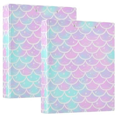 Imagem de Fichários de três anéis rosa macio gradiente sereia pastel 1,5 polegadas comporta 200 folhas fofas pastas de caderno anel redondo fichário resistente, 31,5 x 27 x 6 cm, 1 pacote