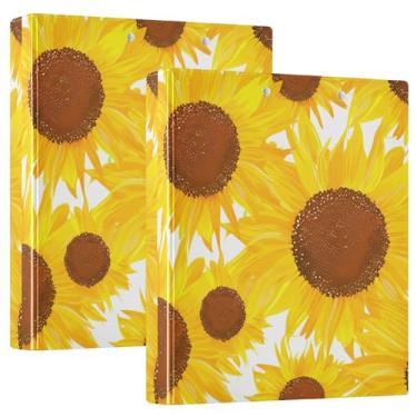 Imagem de Fichários vibrantes de pétalas de girassóis ricos de 3,8 cm, 3 anéis, comporta 200 folhas, anel redondo, 31,5 x 27 x 6 cm, pacote com 2