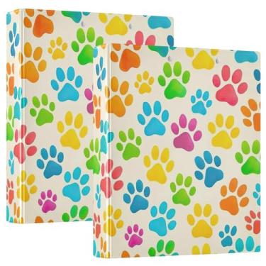 Imagem de Fichários coloridos personalizados com estampa de pata de cachorro bege 3,8 cm, 3 anéis, 200 folhas, portfólio, anel redondo, fichário, 31,5 x 27 x 6 cm, 1 pacote
