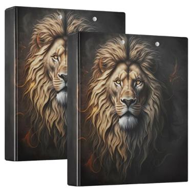 Imagem de Fichários personalizados de 3 anéis com estampa de leão bege majestoso de 3 cm comporta 200 folhas, pastas, anel redondo, 31,5 x 27 x 6 cm, 1 pacote