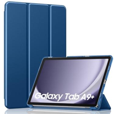 Imagem de MoKo Capa para Galaxy Tab A9 Plus/A9+ 11 polegadas 2023, capa inteligente rígida de policarbonato translúcido para tablet Galaxy Tab A9 Plus SM-X210/X216/X218, despertar/hibernar automaticamente, azul