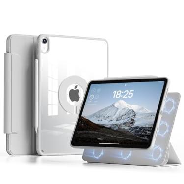 Imagem de GKABXY Capa transparente para iPad (A16) 11ª geração de 11 polegadas 2025, iPad 10ª geração 10,9 polegadas 2022 com suporte para lápis, parte traseira magnética removível giratória transparente de