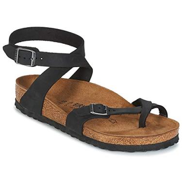 Imagem de Birkenstock Arizona Sandália de couro com palmilha macia, Preto, 8-8.5