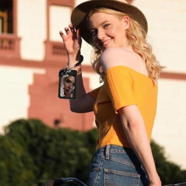 Imagem de 1 porta-cartão transparente para identificação de ônibus campus refeição metrô passe de trabalho e identificação de estudante acessório de cordão multifuncional uso de viagem de escritório (preto)