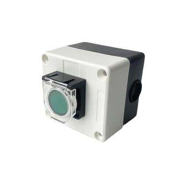 Imagem de ROUPWKWO Interruptor de botão de pressão momentâneo DIY Green Reset 22 mm com tampa 1P 5A caixa de controle de partida de energia de elevador IP65
