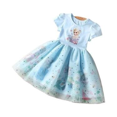 Imagem de Vestido De Princesa Frozen Para Meninas, Manga Curta, Vestido De Festa