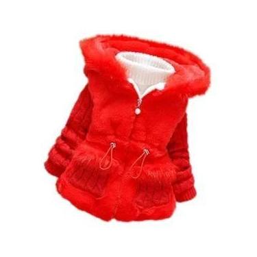 Imagem de Jaqueta De Pelúcia Com Capuz Para Meninas, Casaco De Inverno Quente E 