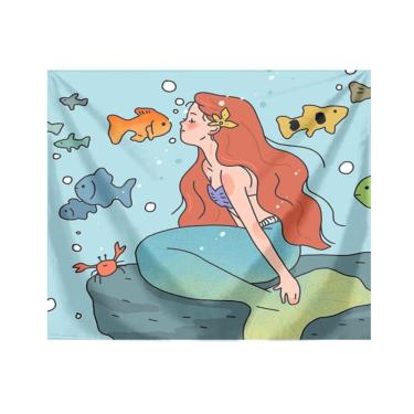 Imagem de Tapeçaria Mermaids Wall Microfabric 150x130cm Decoração de quarto