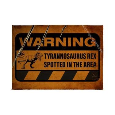 Imagem de Placa De Advertência Vintage De Dinossauro, Pôster Retrô, Arte Estétic