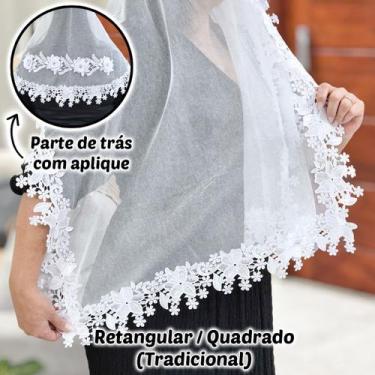 Imagem de Véu Ccb Congregação Cristã Aplique Floral 3D Com Strass Adulto (modelo