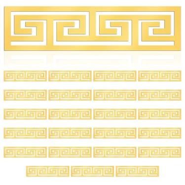 Imagem de ZJRDYYK 24 peças de adesivos de decoração de parede de espelho de acrílico, adesivos de parede autoadesivos decorativos para quarto, sala de estar, fundo de casa, adesivos de parede e murais (ouro)