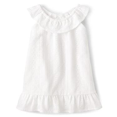 Imagem de The Children's Place Vestido infantil sem mangas para meninas, Branco, 4 Anos