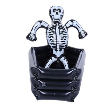 Imagem de Fabater Crânio Inflável Refrigerador Assustador Decoração de Mesa de Halloween para Festas PVC Preto 31,5 X 22 X 23,6 pol.