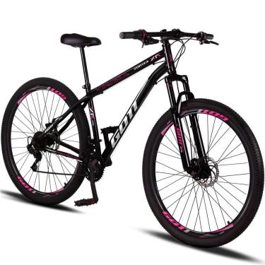 Imagem de Bicicleta Aro 29 Aço Carbono Gott Vortex Rx 21v Com Suspensão E Freio A Disco Preto-rosa