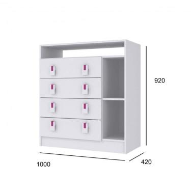 Imagem de Cômoda de Bebê 4 Gavetas Baby Móveis Percasa Branco/rosa/azul