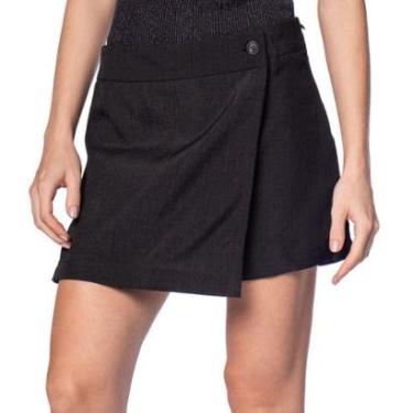 Imagem de Short Saia Feminino The Style Box Transpassado Azul-Feminino