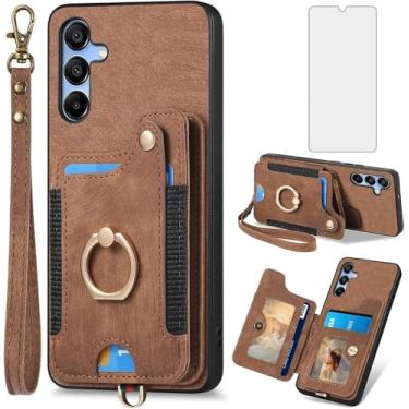 Imagem de Asuwish Capa de telefone para Samsung Galaxy A26 5G capa carteira com protetor de tela de vidro temperado e alça de pulso RFID suporte de cartão de crédito anel acessórios de celular A 26 26A LTE