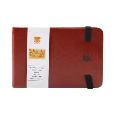 Imagem de Caderno De Viagem Para Aquarela Baohong Com 24 Folhas, Capa De Couro E