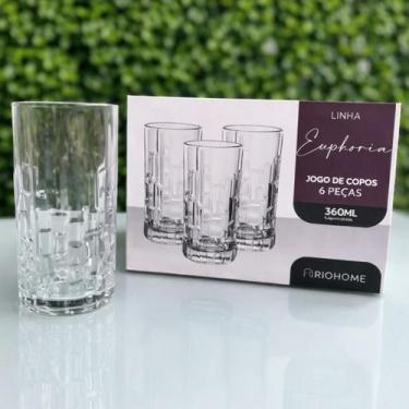 Imagem de Copo de Vidro Euphoria 360ml Design Geométrico com Base Reforçada - Ri