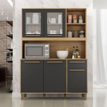 Imagem de Armário De Cozinha Ambiente Rubi Cinamomo Grafite - Valdemóveis