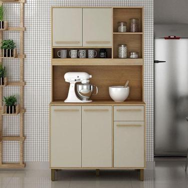 Imagem de Armário De Cozinha Ambiente Ametista Cinamomo Off White - Valdemóveis