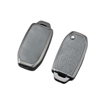 Imagem de Zine liga caso chave do carro capa titular fob compatível com volvo xc90 xc70 s80 s60 s40 v70 v50 c30 c70 5 botões protetor acessório(N-gun grey)
