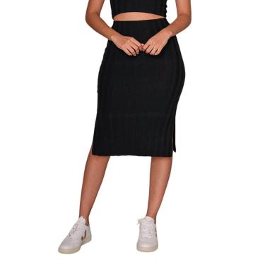 Imagem de Saia Feminina LZT Ribana Com Fenda Preta - 8080-Feminino