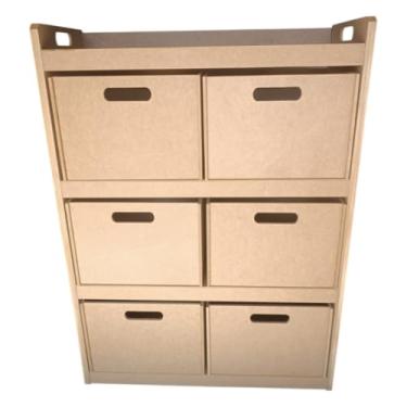 Imagem de Organizador de Brinquedos em MDF Liso - 6 Gavetas Desmontáveis, Prático para Casa
