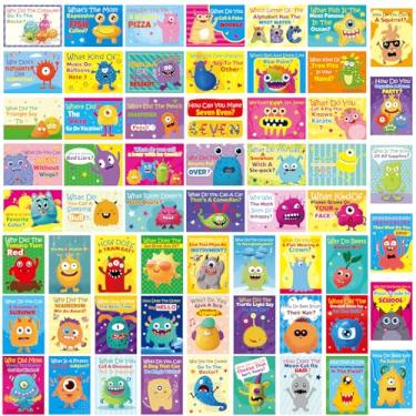 Imagem de ceiba tree Lancheira, 60 peças, notas de piada para crianças, cartões de monstro dos namorados, mini cartão de notas para meninos e meninas, material escolar para sala de aula