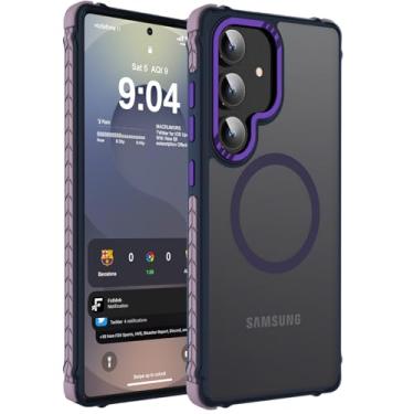 Imagem de DEERLAMN Capa magnética forte para Samsung Galaxy S24 Plus/S25 Plus de 6,7 polegadas, [compatível com Magsafe] [Proteção contra quedas de grau militar] Capa protetora de telefone fosca translúcida à