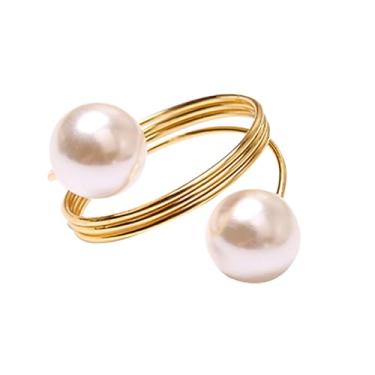 Imagem de Jogo Com 4 Porta-Guardanapos Metal Pérola Rafimex Durabilidade e Elegância Dourada