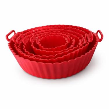 Imagem de Kit 6 Formas de Silicone para Air Fryer Reutilizáveis – Antiaderentes, Resistentes ao Calor, Cores Sortidas