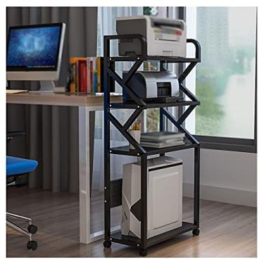 Imagem de Suporte de impressora de chão Suporte de impressora móvel multicamadas, para escritório, sala de estar, máquina de fax, suporte de scanner, suporte de armazenamento de arquivos (4 camadas) para casa