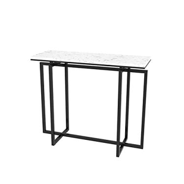 Imagem de Mesa de console de mármore, mesa simples de sofá de sala de estar, mesa de armazenamento de varanda, suporte de flores para quarto, conjunto de mobiliário doméstico (cor: A) (B)