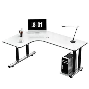 Imagem de Mesa de canto versátil, mesa de mesa, simples, moderna, estudante, em forma de L, escritório, quarto, casa, fácil de instalar (branco esquerdo, 140 x 100 x 75 cm)