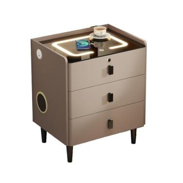 Imagem de Mesa de cabeceira moderna de luxo multifuncional com três gavetas para sala de estar, quarto, prática (média)