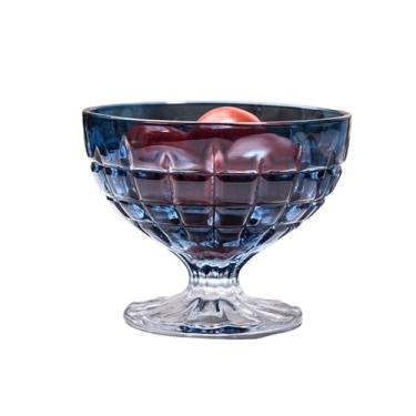 Imagem de Copos de sobremesa vintage de vidro em relevo, tigelas de sorvete de vidro colorido de 225 ml para sundae, bagatela, frutas, salada (azul)