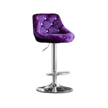 Imagem de Banqueta de cozinha, encosto simples, banco alto, 60 a 80 cm, giratório, para casa, cadeira de cozinha, leve, luxuosa, moderna, cadeira de bar, cadeiras de bar (roxo escuro)