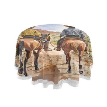 Imagem de Qilmy Toalha de mesa redonda de palmeira de treliça verde, 152 cm, resistente à água, à prova de derramamento, capa de mesa grande para jantar de reunião de família em ambientes internos e externos