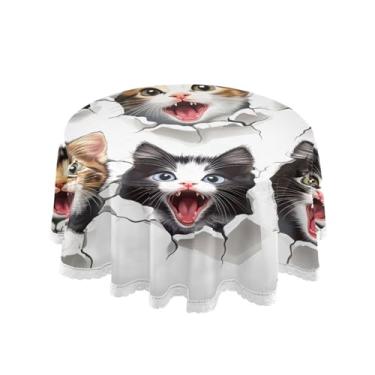 Imagem de Qilmy Toalha de mesa redonda de palmeira de treliça verde, 152 cm, resistente à água, à prova de derramamento, capa de mesa grande para jantar de reunião de família em ambientes internos e externos