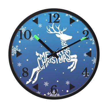 Imagem de STAYTOP Relógio de parede LED de rena de Natal para quarto com brilho noturno, relógios de parede silenciosos de 30 cm para decoração de sala de estar, controle de som, relógio de parede moderno que