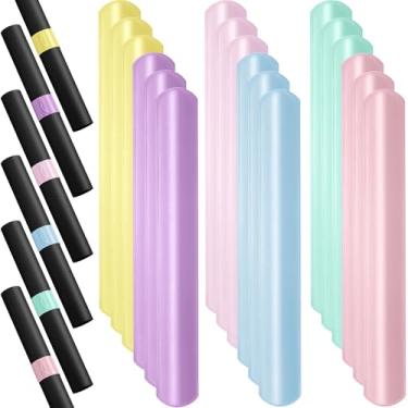 Imagem de Syhood 18 peças de suporte de rolo de papel de embrulho, faixas de PVC de 2,5 x 23,5 cm para armazenamento doméstico, ferramenta de embrulho (cores Macaron)