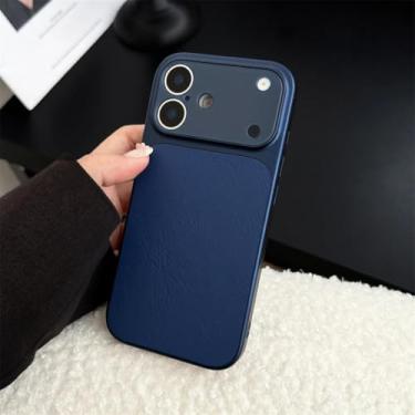 Imagem de Capa traseira fosca e resistente a impactos com proteção para lente do iPhone 16, 15, 14 e 13 Pro Max (para iPhone 15 Pro Max/Azul Marinho)