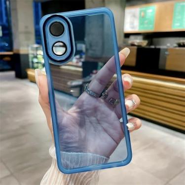 Imagem de Capa protetora transparente de tupe macia para OPPO Reno 11 Pro F 10 8T Pro Plus A79 A59 A98 A38 A78 A77 A57 A16 A17 4G 5G, azul, com protetor de câmera. Compatível também com OPPO A15 ou A15S.