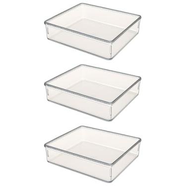 Imagem de Kit Organizador Modular Grande Multiuso Cristal Gaveta Maquiagem Geladeira 17,5x23,4x5,5(KIT 3)