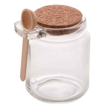 Imagem de Pote Hermético De Vidro 250ml C/Tampa Cortiça E Colher Para Temperos -